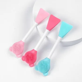 Silicone Bear Skin Care Beauty Makeup Brush Portable 2 In 1 Face Mask Brush Silicone Gel Facial Mask DIY Brushes