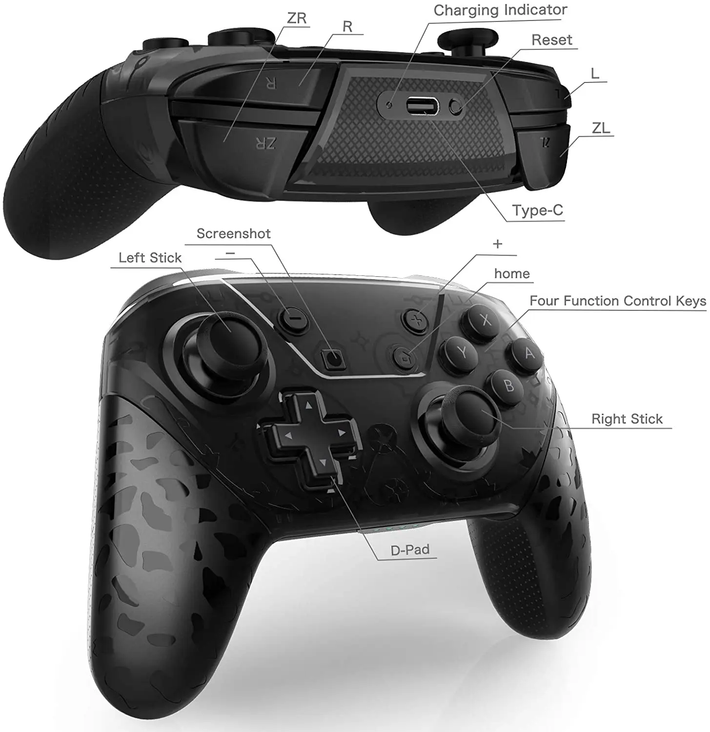 Wireless Switch Controller for Nintendo Switch OLED Controller Game Controller With a Mouse Touch Feeling on Back Button