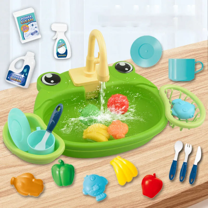 Kitchen Accessories Family Games Children Plastic Electric Dishwasher