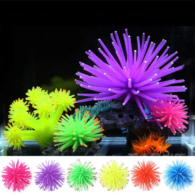 Aquarium Fish Tank  Silicone Sea Anemone Artificial Coral Ornament