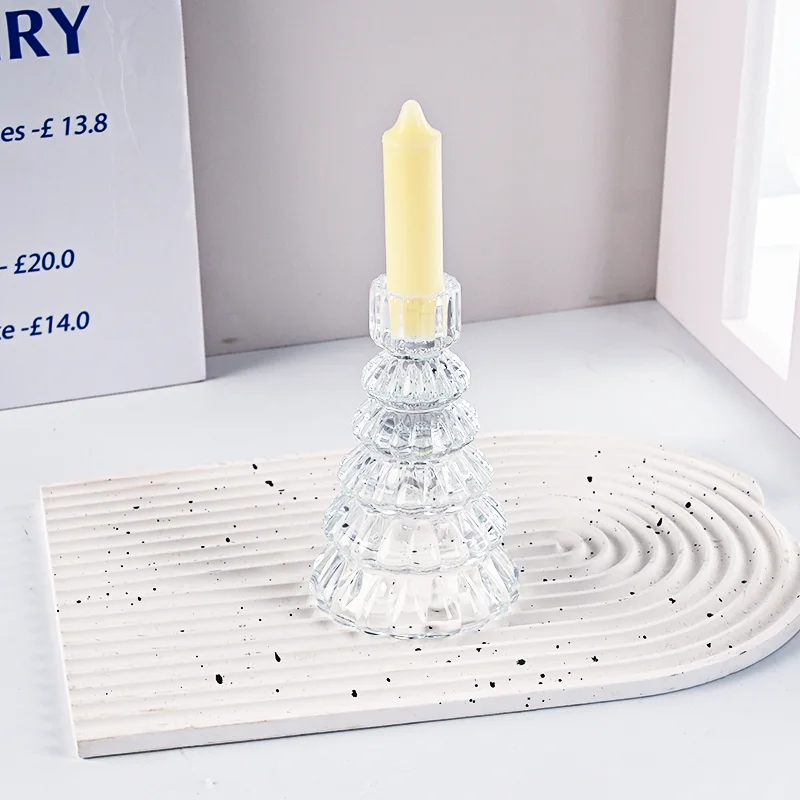 product fashion colorful glass candle holder for candlestick wedding home decoration table suitable for both sides candle holders-8