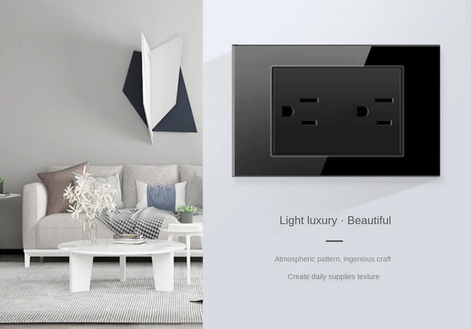 American Black Tempered Glass 15a Wall Wall Light Switch,Us Plug Usb