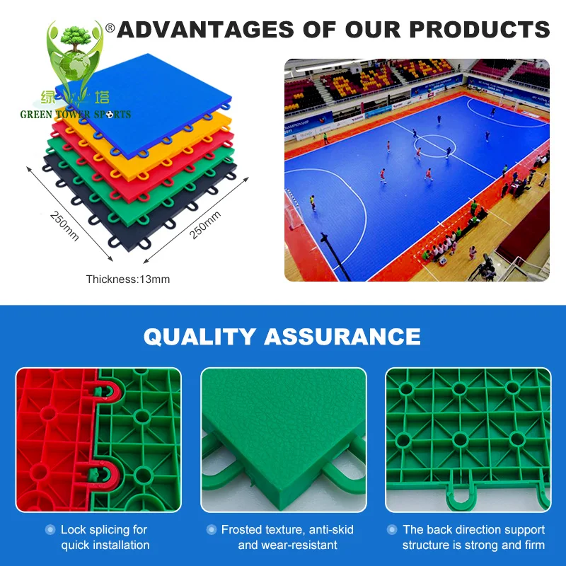 PP Inline Flat Hockey Skating Basketball Volleyball Pickleball Court Tiles Indoor Interlocking Plastic Floor Tiles