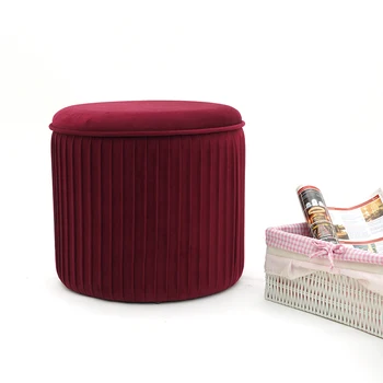 Factory Price Velvet Stool Tufted Ottoman Round Stool Pouffe Ottoman Footstool Chair Foot Stool