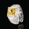 open size Ice Flower cut yellow diamond ring
