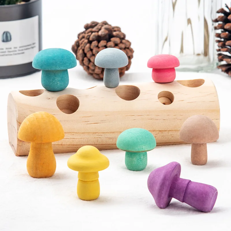 Wooden Toy Picking Mushrooms Picking Matching Puzzle for 2 3 4 