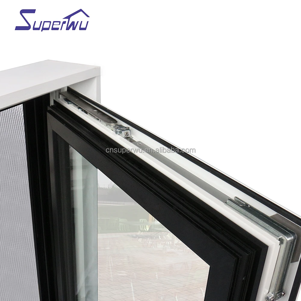 Customized color durable coating Aluminum casement windows with Germany import handle and latch