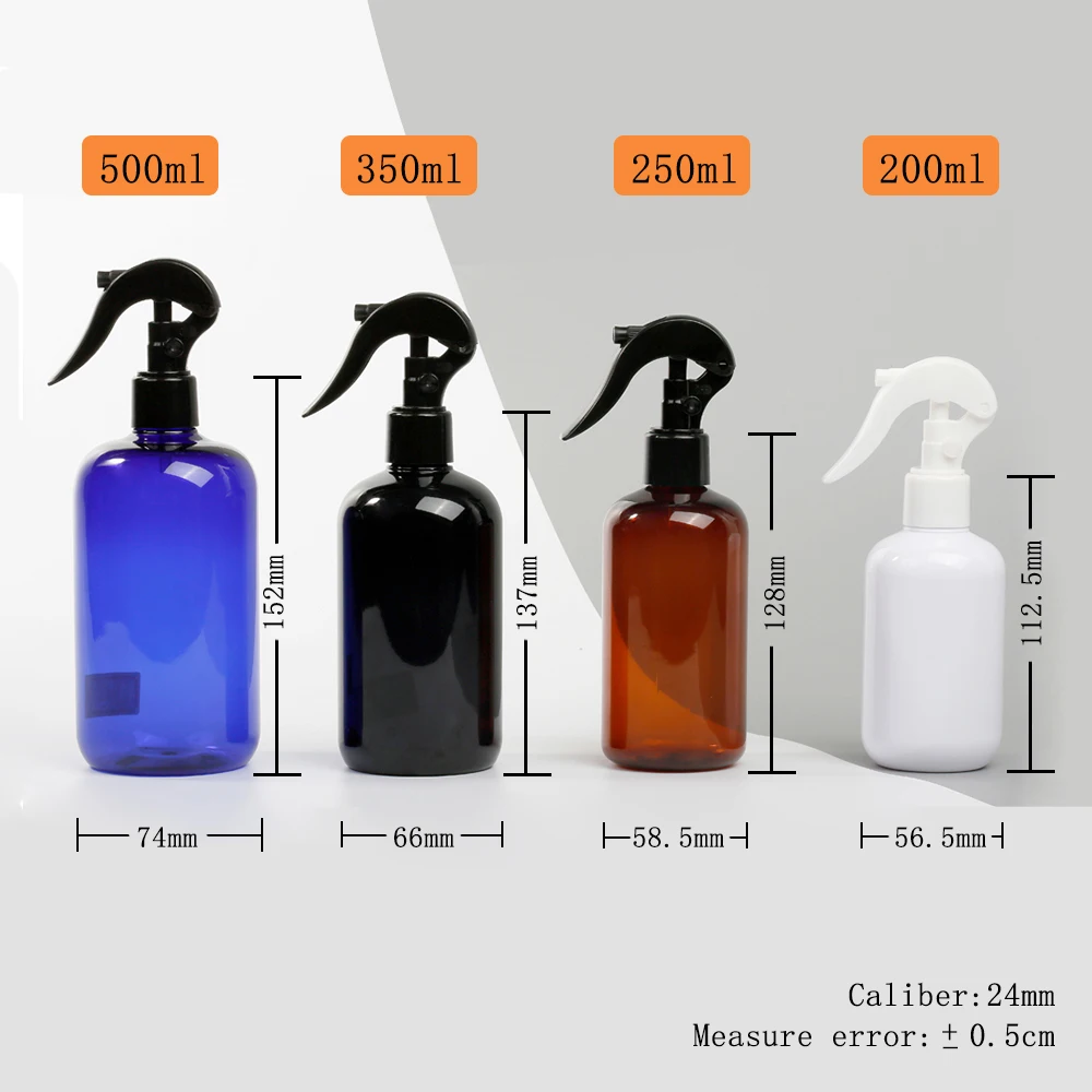 Pet 300ml 500ml 250ml 100ml 200ml Brown Black White clear Amber Black Empty Alcohol Plastic Hair Plastic Trigger Spray Bottle