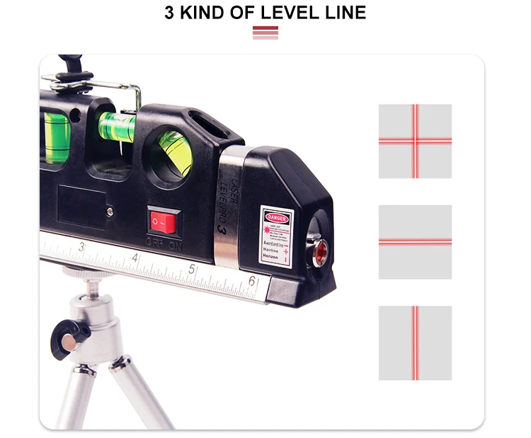 Laser Level Measuring Machine Professional 3 Lines Lasers Measuring Tool Multipurpose Laser Level ...