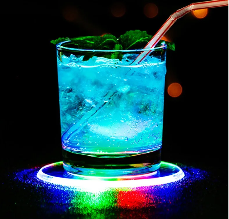 Ultrathin Led Drink Coaster Luminous Coaster,3.9in Nonslip