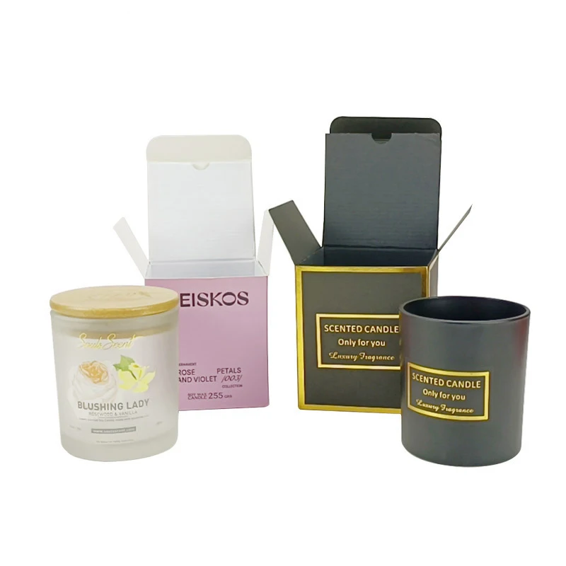 100Pcs Moq Fancy Custom Candle Boxes Candle Boxes Custom Luxury 10Oz Candle Jars With Customized Box