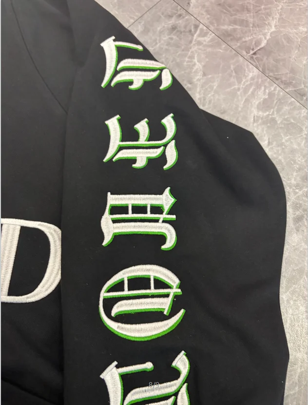 Custom Winter Heavyweight Applique Patch Vintage Stone Washed Distressed Tech Fleece 3D Embroidery Rhinestone Eco-Friendly supplier