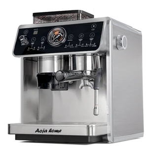 Semi- Automatic Touch Screen Intelligent Coffee Machine Household Latte Americano Espresso Coffee Maker with Bean Grinder