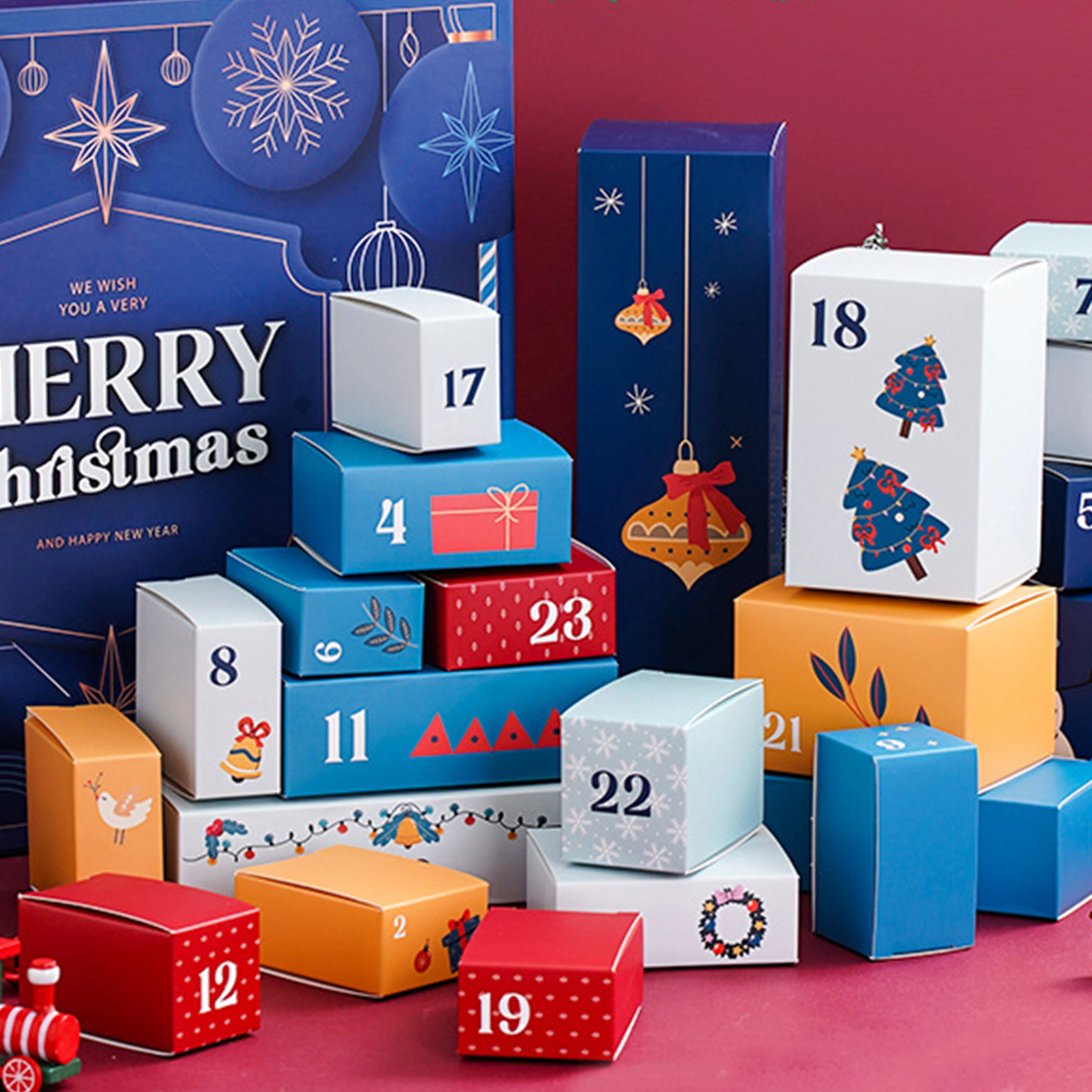2023 Advent Calendar Box Factory Print Cardboard Gift Paper Packaging Custom Advent Calendar Box