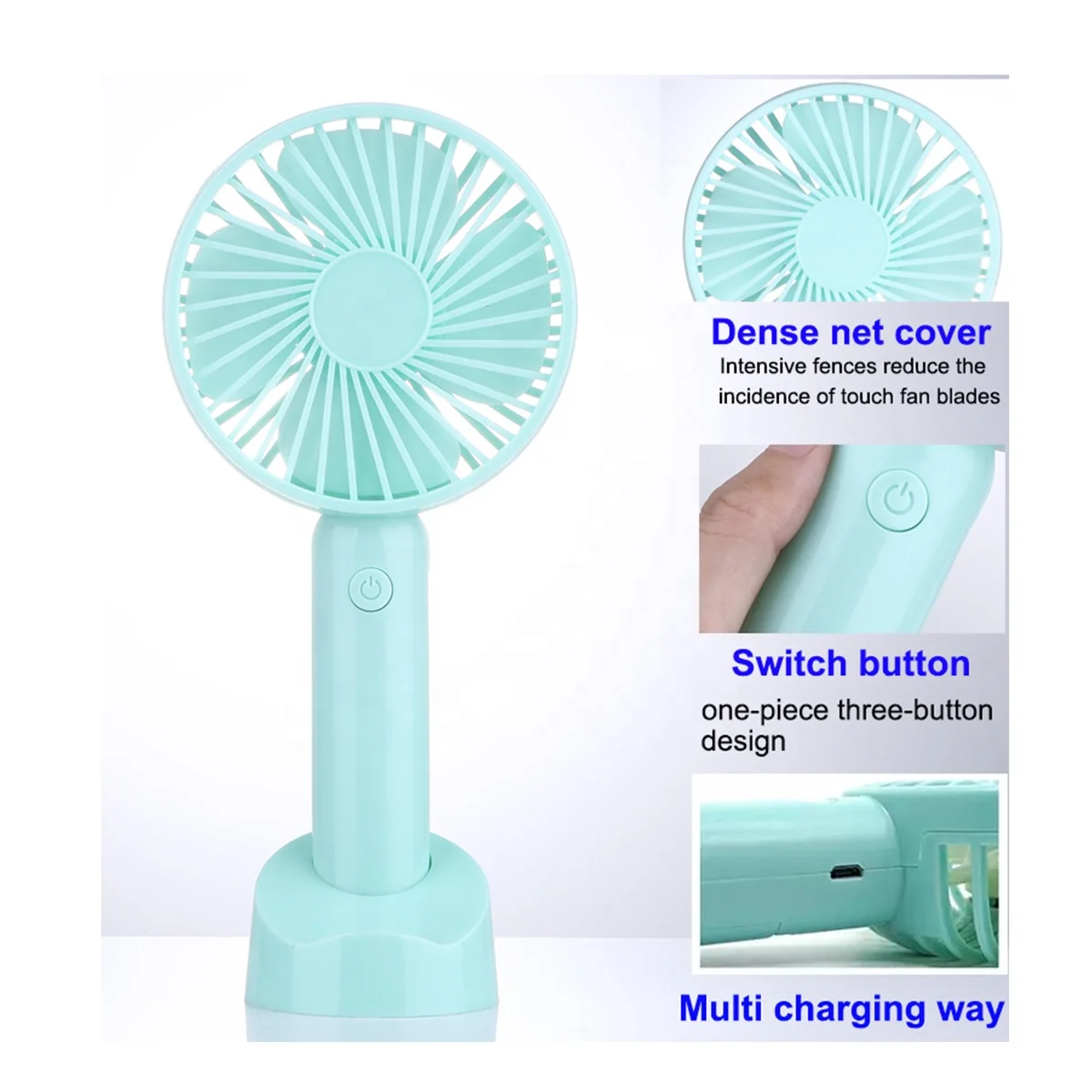 Adjustable 3 Speed Handheld Personal Mini Fan Usb Rechargeable Portable Fan for Office Outdoor Travel