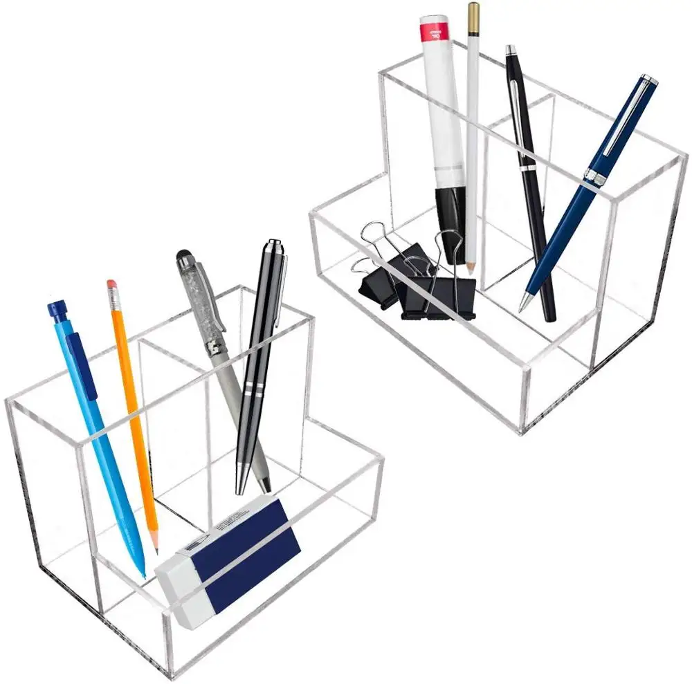 
Прозрачный акриловый Настольный канцелярский Органайзер, настольный держатель для ручек и бумажных зажимов 