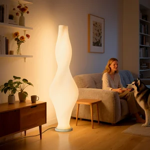 Trendy Artistic Floor Lamp, Eco - Friendly PE & Marble Base, Chic Pick for European - American Living Rooms