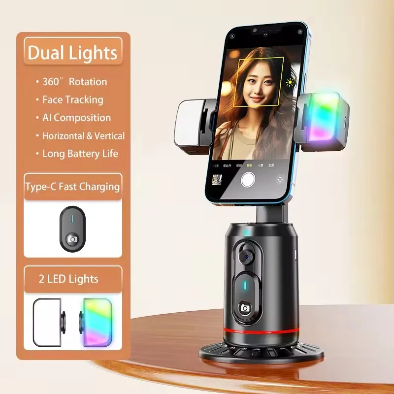 Ai Auto 360 Rotation App Free Cellphone Follow Gimbal P01 Q02 Tracks Movement Object Live Video Selfie Stick Smart Shooting