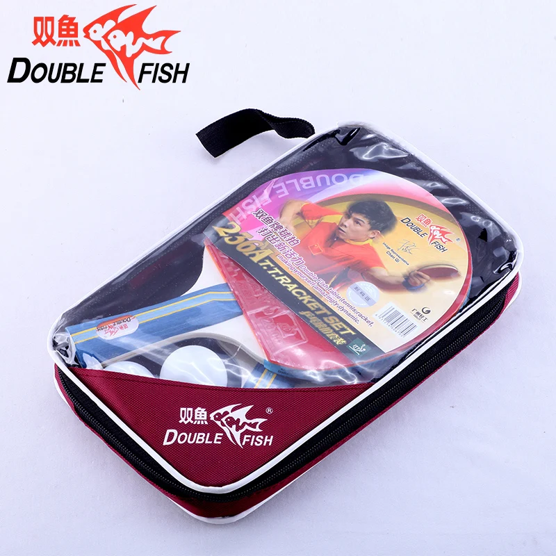 Двойной рыбы 2 шт. ракетки для настольного тенниса, набор, ложки с длинной ручкой, 7 слоев чистого дерева пинг понга комплект