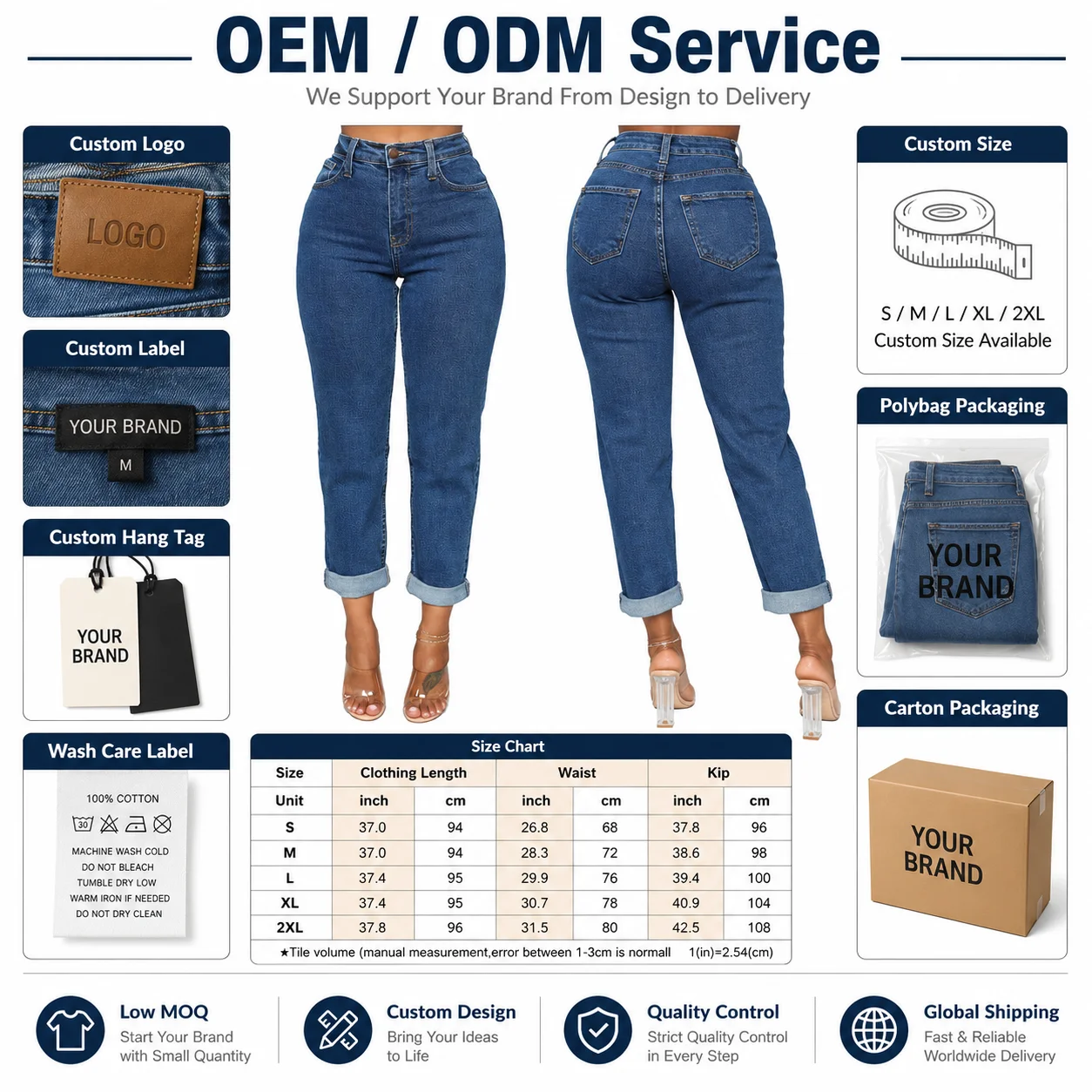 Cross-border New Hot Women's Mid Waist Straight Breathable Loose Cropped Jeans Casual Fashion