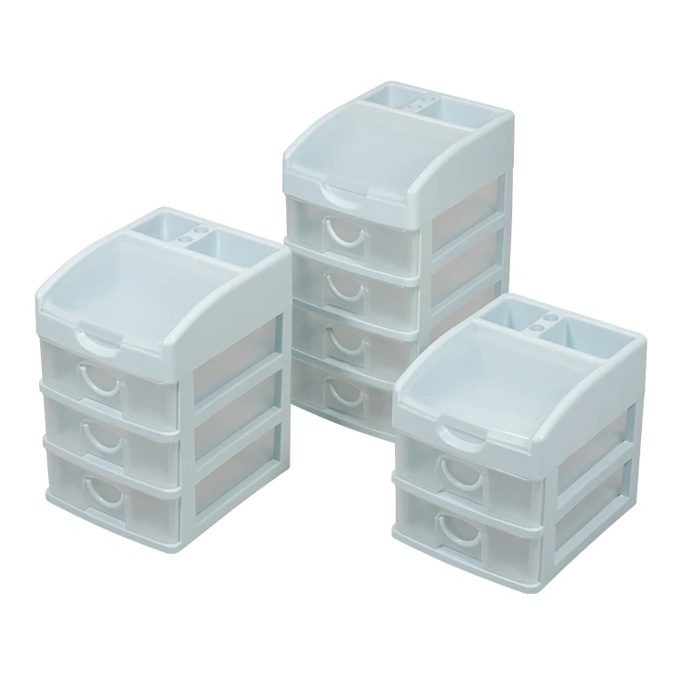 ITEM NO.3203BZ Wholesale 2/3/4 Layers Desktop Office Drawer Type Finishing Stationery Plastic Storage Cabinet Drawer Storage Box