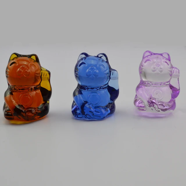 Hot Sale Cute style Glass Cat  High Quality Lucky Cat Shape Statue Gifts Glass Animal Art Decoration