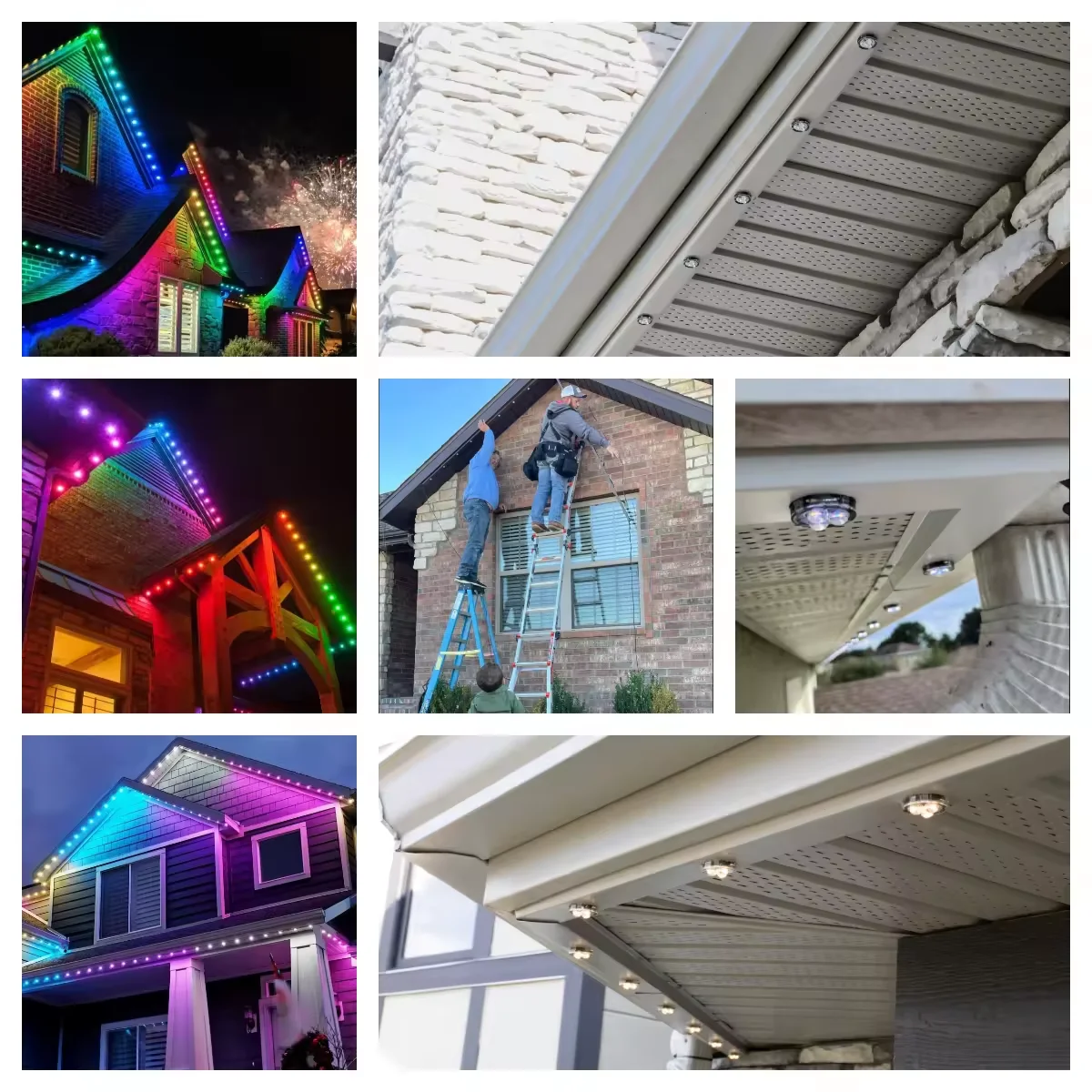 Etop Permanent Christmas Track Lights 30mm RGBW 12V 3500K LED IP68 Outdoor Waterproof Plastic Building Point Light