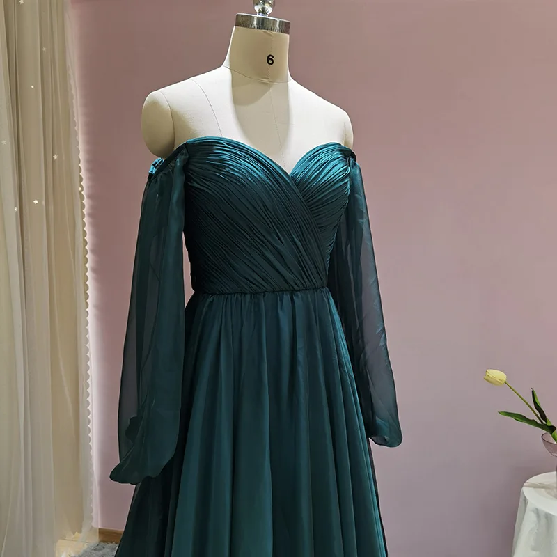 Modest Off Shoulder Beading Sheath Long Formal Party Dress Evening Gown  DP3844 main image 1