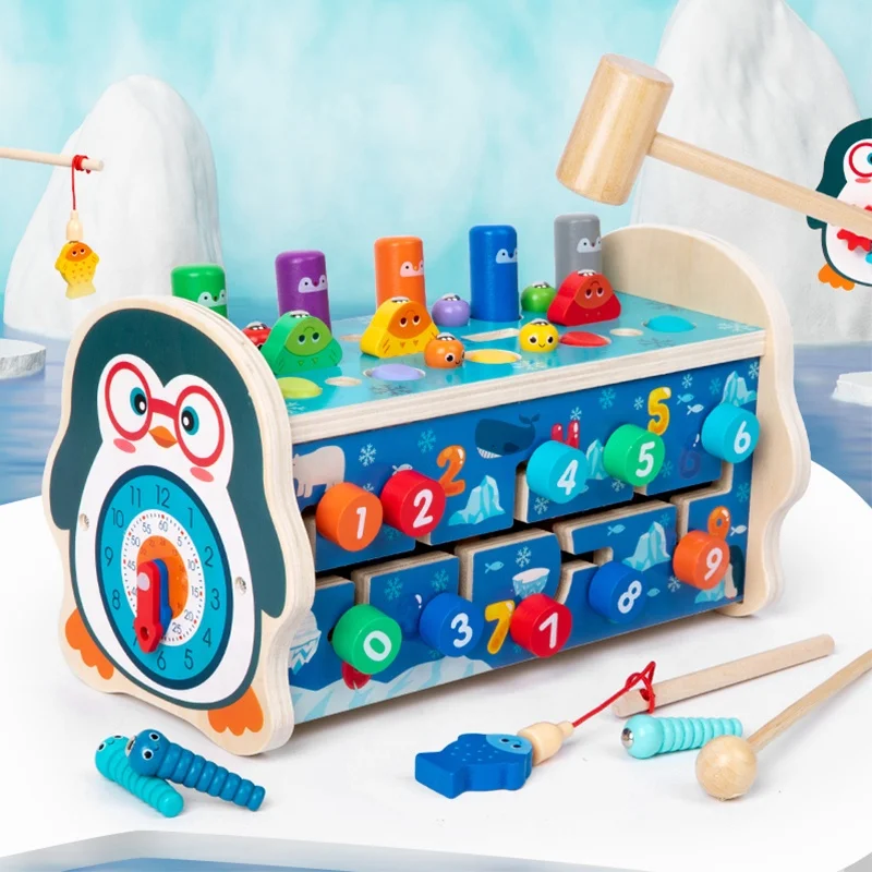 その他 Pingu Wooden Toy Hammer Game Pingu Wooden Toy Hammer Game