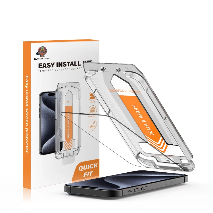 9H 2.5D Anti-explosion Tempered Glass Screen Protector for iphone 12 13 14 15 16 17 Pro Max  Easy Installation Frame