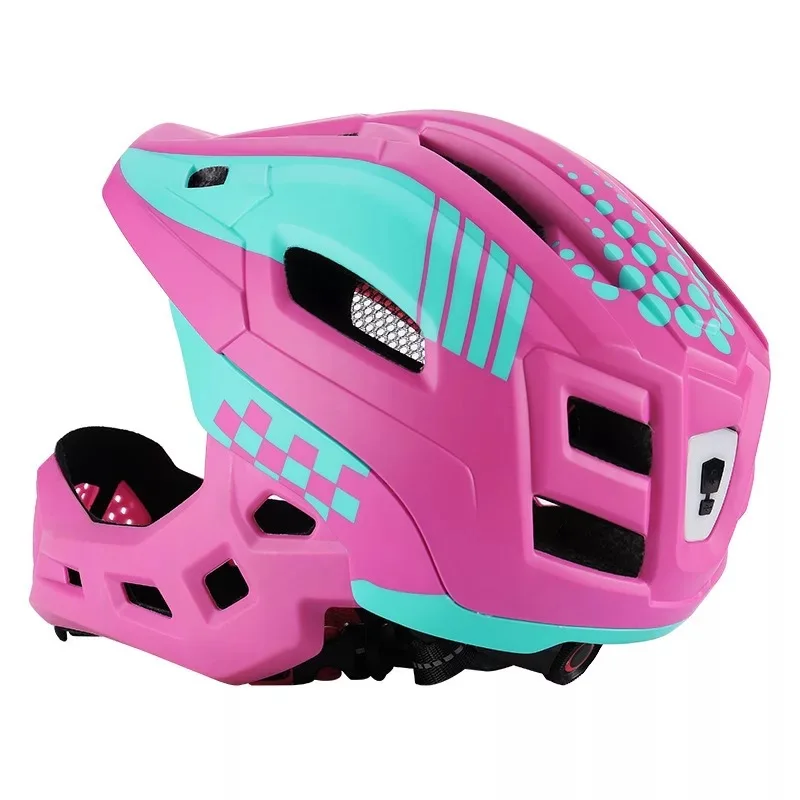 Wholesale Removable Chin Rest Off-roading Children Helmet Bicycle Mtb  Bike Full Face Kids Riding Helmet With Led Taillight