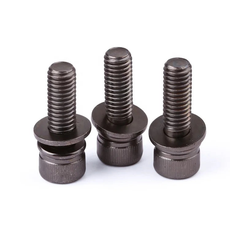 Factory custom 12.9 grade black nickel plated double washer hex socket head combination screws