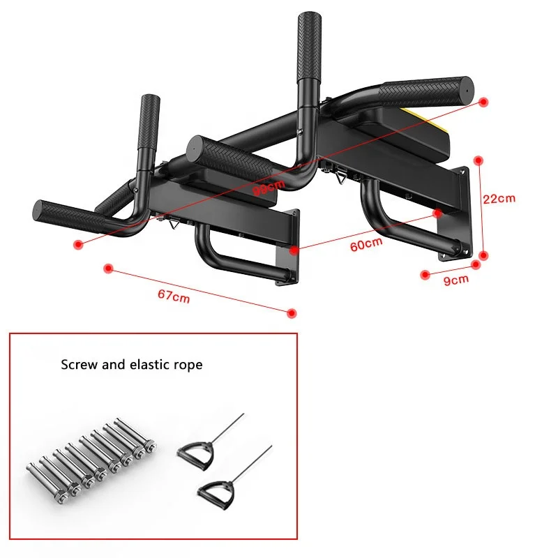 Оптовая продажа многофункциональная настенная металлическая штанга для подтягивания упражнений с эластическим ремешком