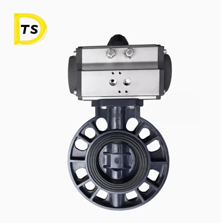 Upvc Cpvc Double Pneumatic Butterfly Valve Flow Control Flanged Type