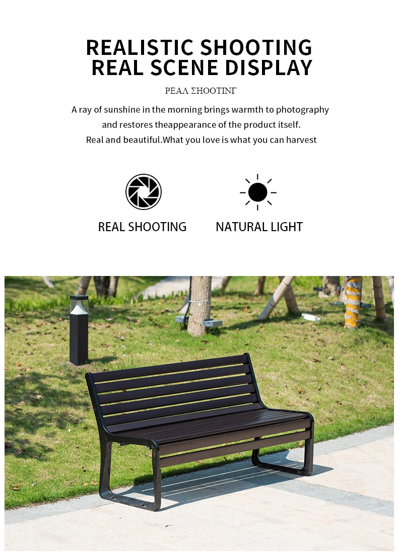 product factory price garden furniture outdoor benches street aluminium alloy seating long bench-60