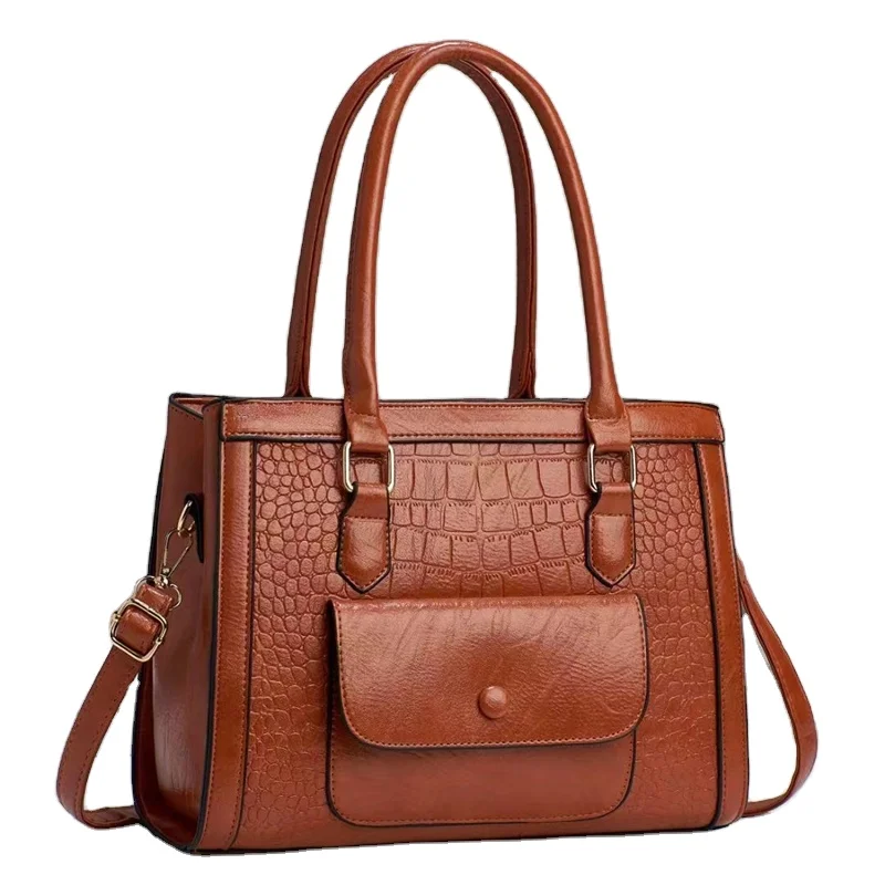 2026 New Stone Pattern Retro Handbags for Women Casual Retro Tote Large Capacity Zipper Closure Versatile Simple Lady Handbag