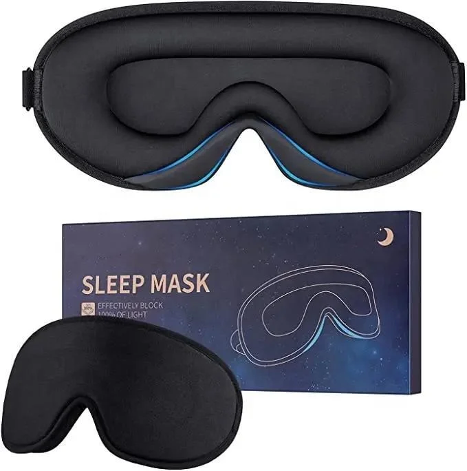 3D Memory Foam Sleeping Mask Blackout Hot Sale Ice Silk Travel Eye Mask with Logo Blindfold  Light Weighted Sleep Eyeshade