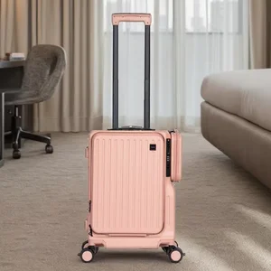 Cabin Size Carry-On Suitcase With Cup Holder and Side Pocket Aluminum Frame and ABS PC Material Luggage for Easy Travel