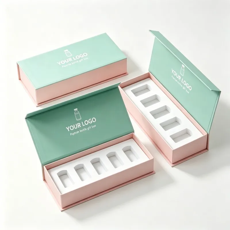 Boîte en carton sur mesure pour flacons cosmétiques en verre de 2 ml contenant des peptides, étiquettes et emballage pour flacons, boîte pour flacons de peptides, caixa cartonada para ampola