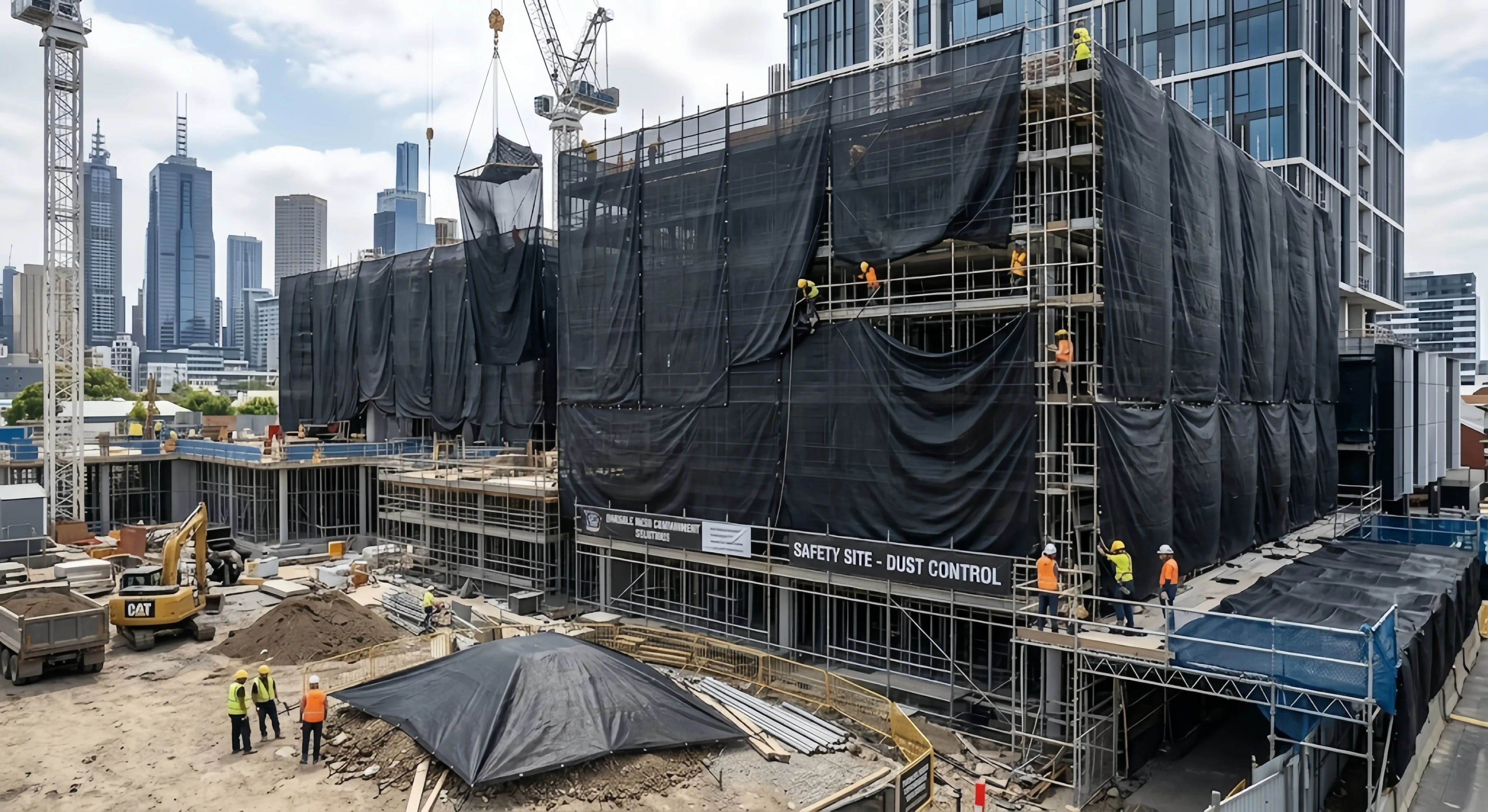 product black mesh tarp pe coated hdpe uv stabilized heavy duty construction dust control custom size wholesale supplier-2
