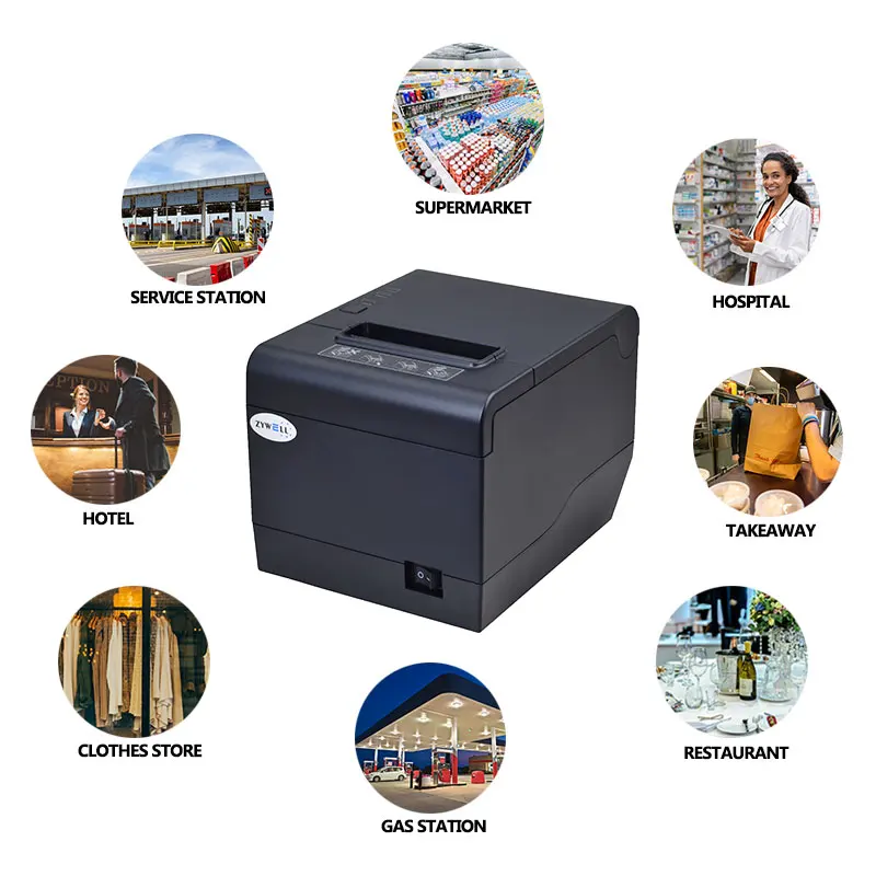 ZYWELL Tablet Auto Cut Mini Ticket Printer 80*80 mm 203dpi bluetooth Thermal Receipt Printer