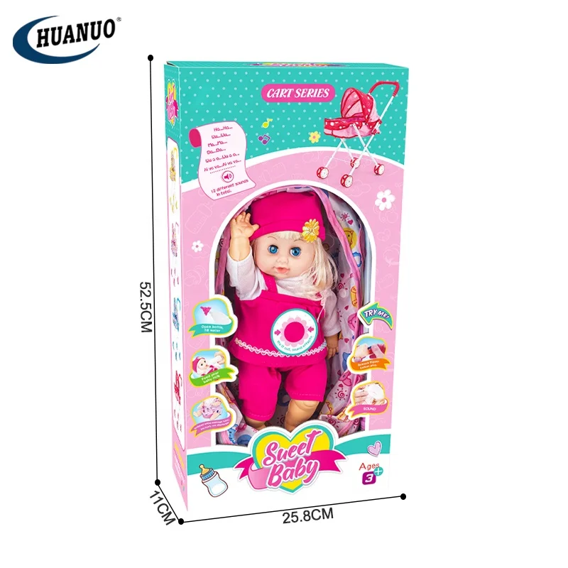 Ensemble Poussette De Poupée - Jeu De Simulation Pour Enfants - Design Rose Avec Cœurs Et Arc-en-Ciel