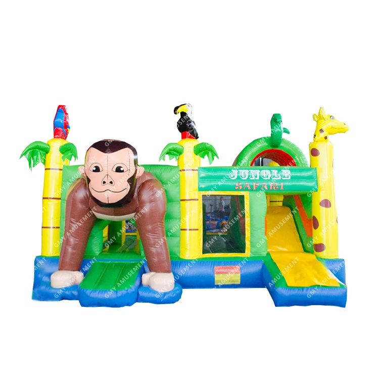 orangutan inflatable bouncy castle animal theme bouncy house combo with water slide