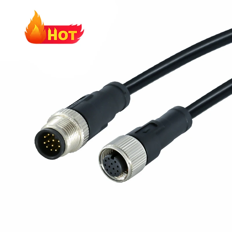 Customize Waterproof Phoenix M8 M12 Cable 3 4 5 6 8 12 17 Pin Pcb Male to Female M8 M12 Connector Cable with wire