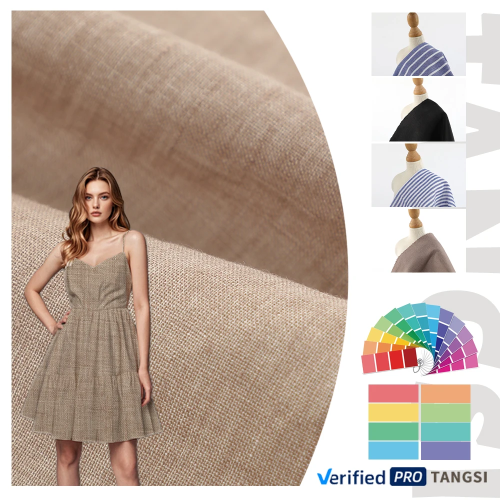 Linen Breathable and Natural High Quality Women and Men Clothing Woven Fabric for Clothing