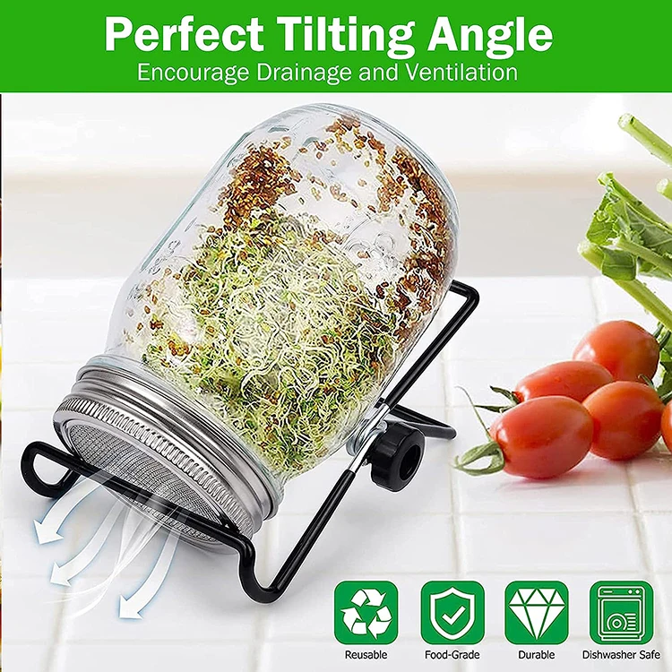 2023 New Hot Sell Sprouting Jars With Mesh Lids Microgreens Seed Sprouts Growing Jar Kit