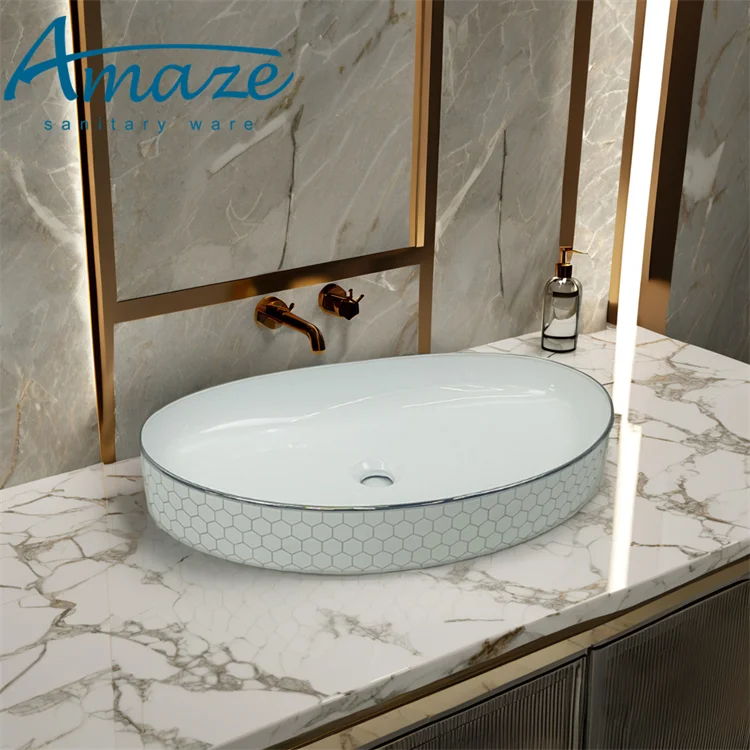 China high quality sanitary ware bathroom ceramic table top art lavabo hand wash basin for hotel