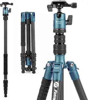 Fotopro 59" Carbon Fiber Travel Tripod Detachable Monopod Compact Camera Tripod with Ball Head