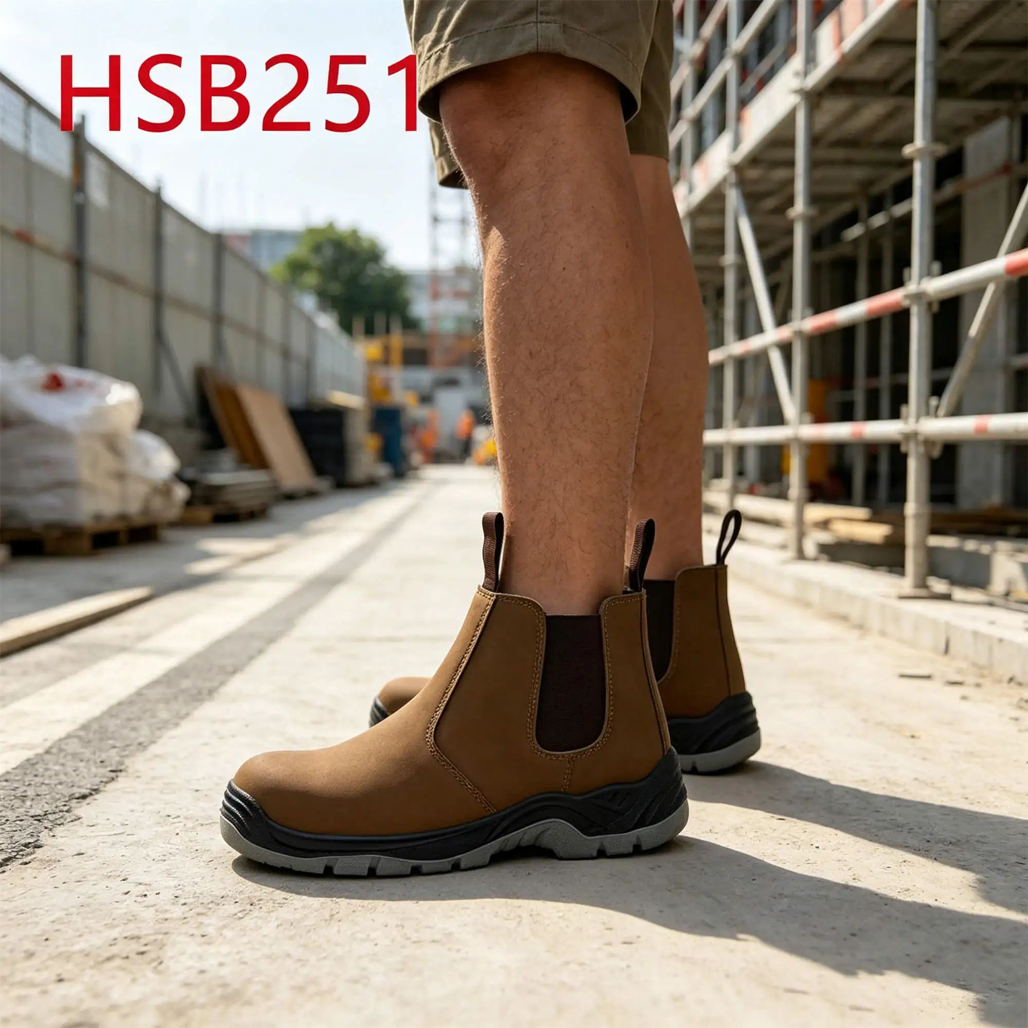 ZYF,machine Production Quality Nubuck Leather Brown Safety Shoes Construction Sites Pull on Working Boots with Steel Toe HSB251