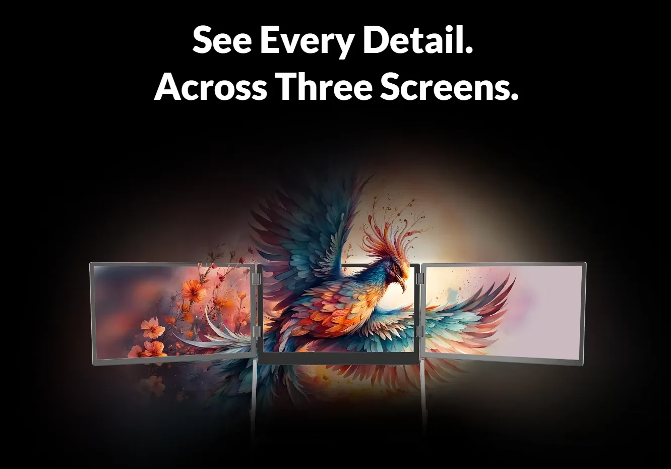 Triple Screen Monitor TriCreate 15.6 1080P FHD USB-C Aluminum Portable ...